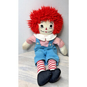 Raggedy Andy Doll 1973 Vintage Cloth Doll Red Yarn Hair